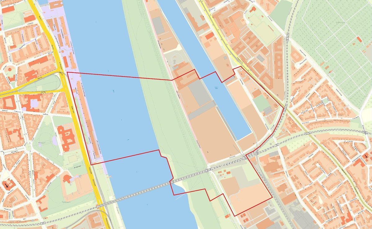 Evakuierungsradius zum Bombenfund am Deutzer Hafen © Stadt Köln